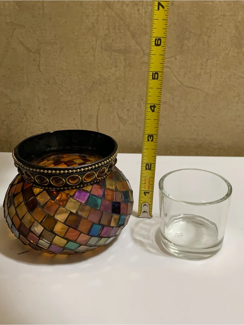 PARTYLITE Global Fusion mosaic glass Votive Candle Holder P8367 NEW in Box